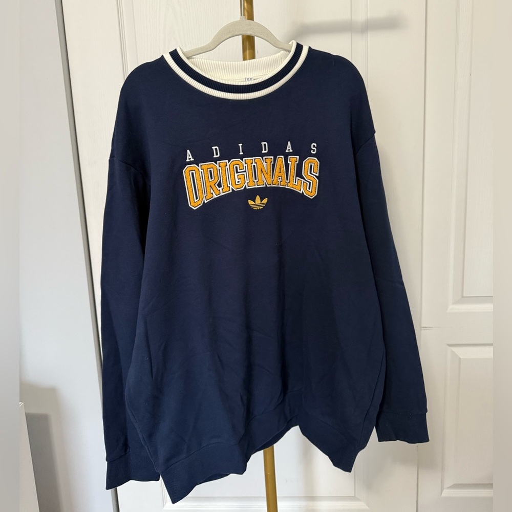 Adidas Navy and White Sweatshirt